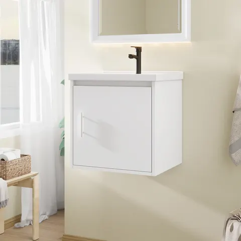 20-inch Floating Vanity with Ceramic Sink - White