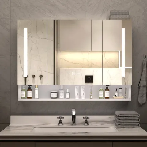 LED Mirrored Bathroom Cabinet - White