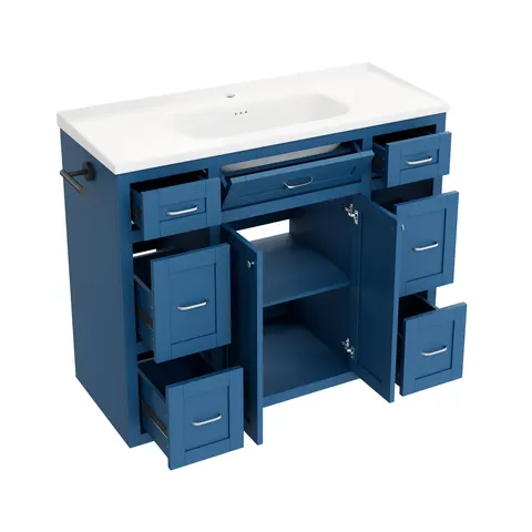 Navy Blue Vanity with Ceramic Sink - image 12