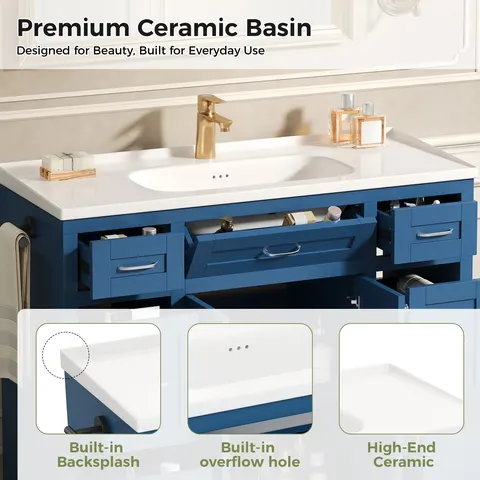 Navy Blue Vanity with Ceramic Sink - image 14