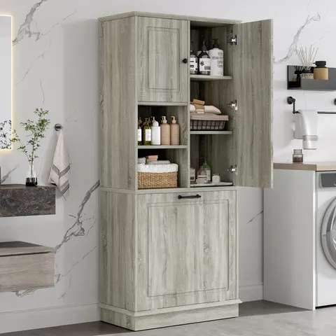 Tall Storage Cabinet with Flip-Out Basket - image 4