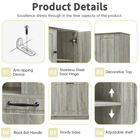 Tall Storage Cabinet with Flip-Out Basket - image 8