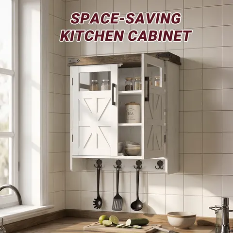 Wall Cabinet with Adjustable Shelves & Hooks - image 4